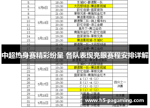 中超热身赛精彩纷呈 各队表现亮眼赛程安排详解
